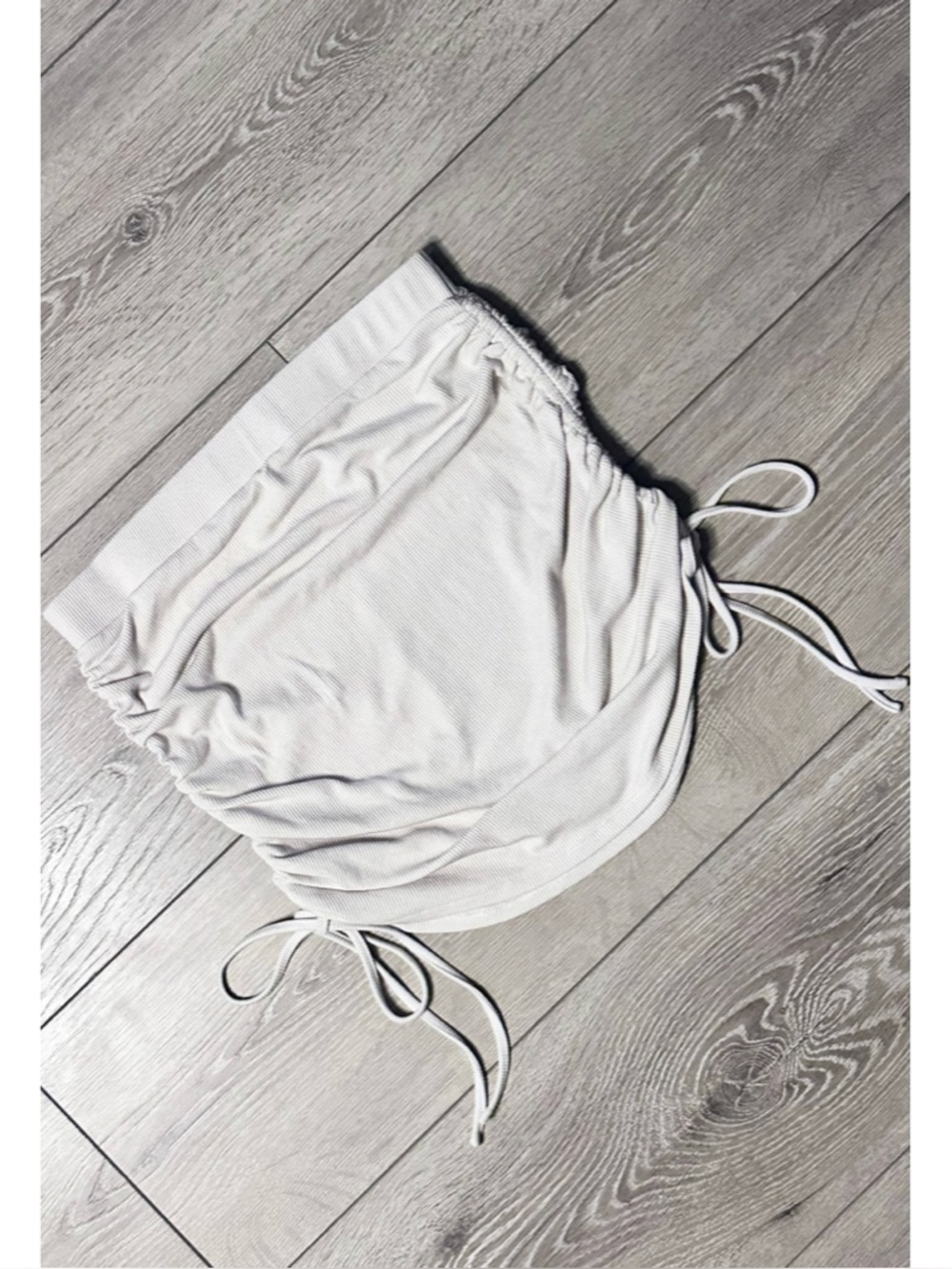 Pacsun L.A. Hearts Cream Ribbed Ruched Side Tie Y2K Mini Skirt